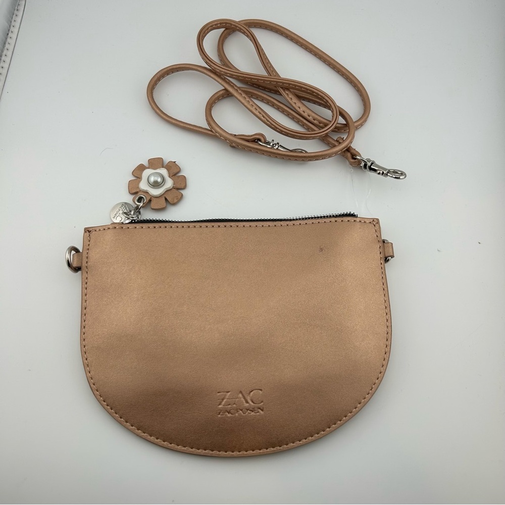 Zac Posen For Bloomingdales Celia Crescent Crossbody Bag Purse Rose Gold